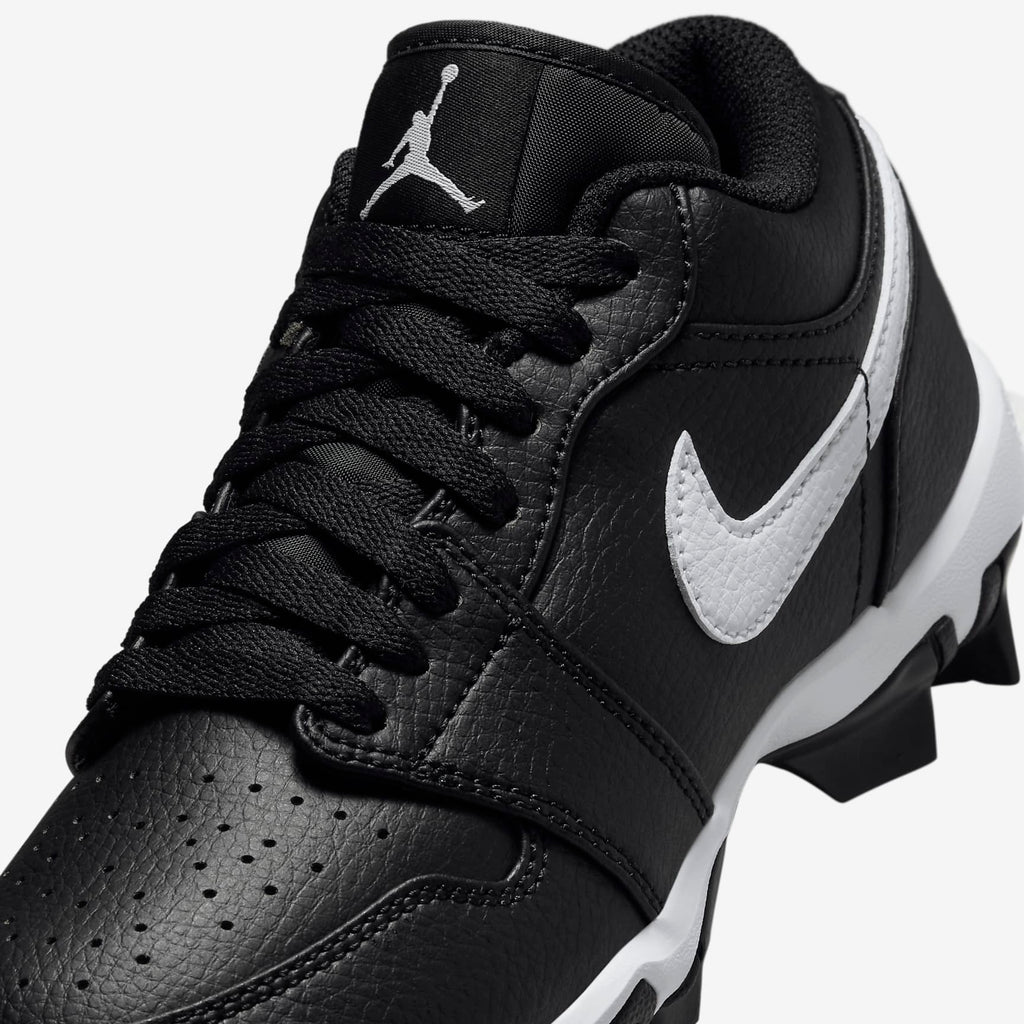 Jordan 1 Low Kids' Cleat - Black/White - upper detail