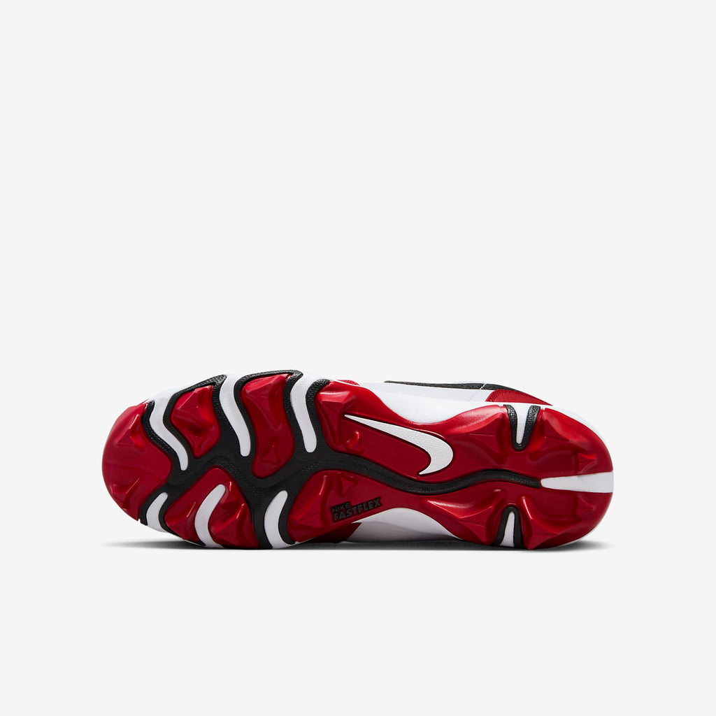 Jordan 1 Low Kids' Cleat - White/Gym Red/Black - outsole