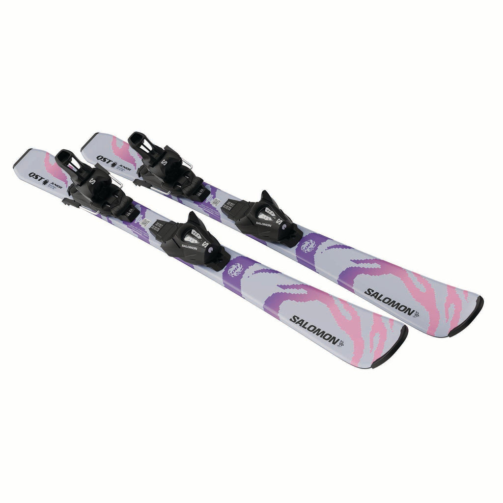 Salomon Junior QST S skis in Cosmic Sky, angled pair