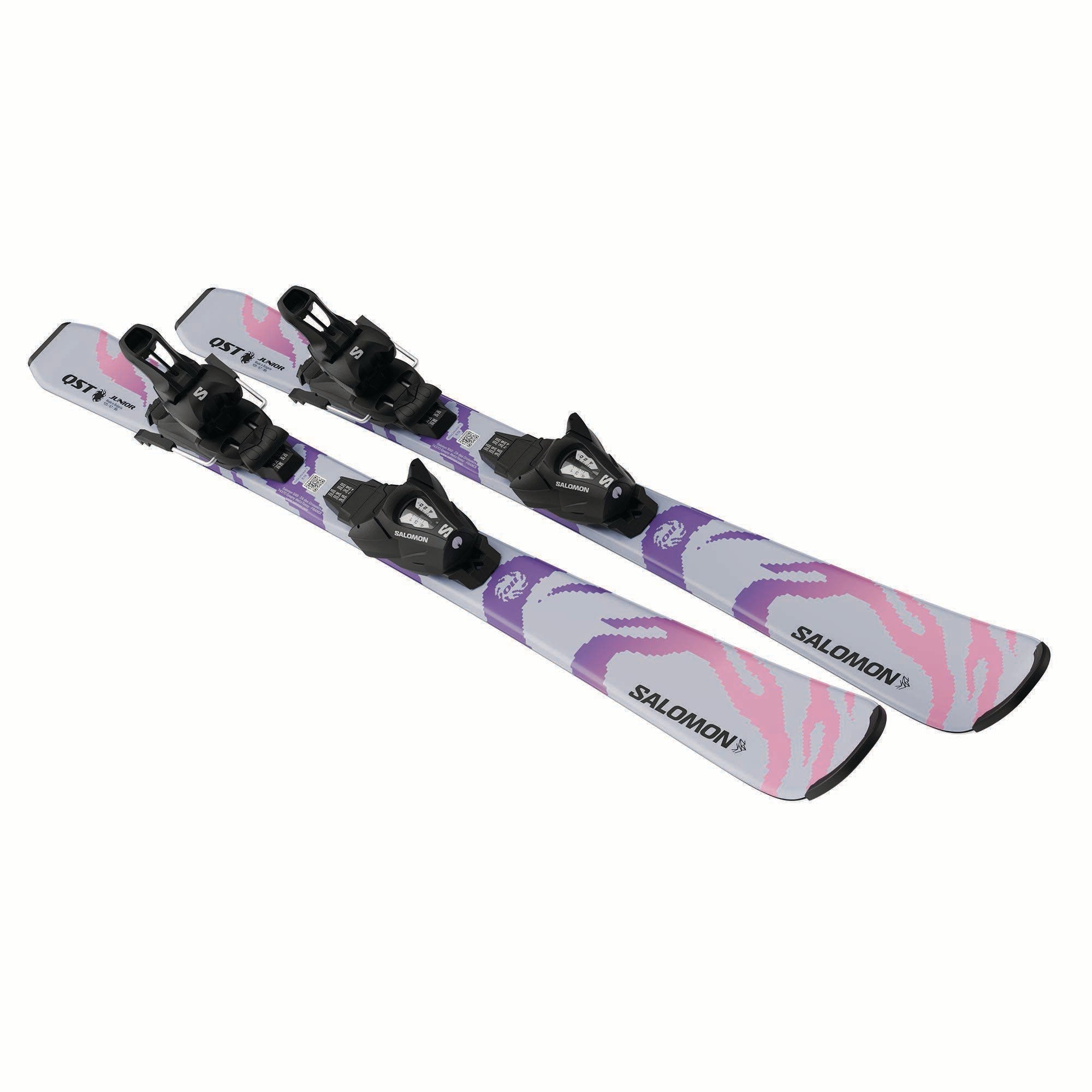 Salomon Junior QST S skis in Cosmic Sky, angled pair