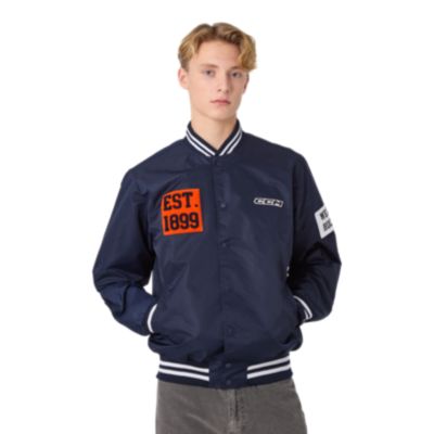 CCM Stripe Collection Varsity Bomber Jacket - Classic Navy - front