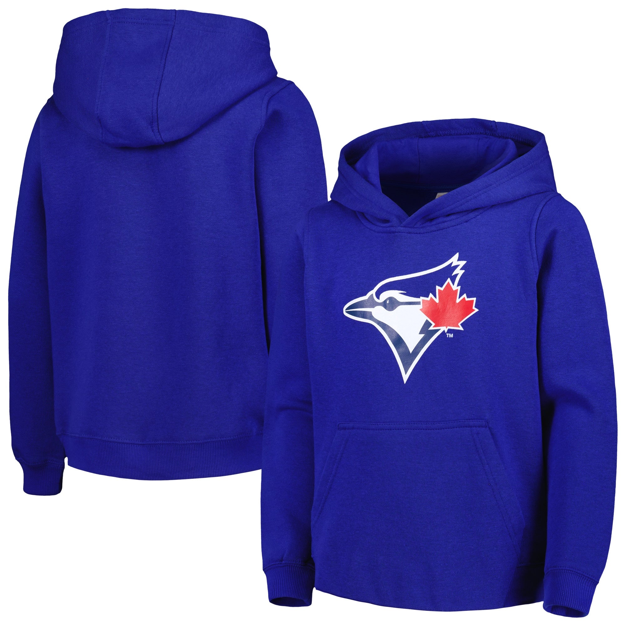 Youth Toronto Blue Jays Royal Team Primary Logo Pullover Hoodie - front and back
