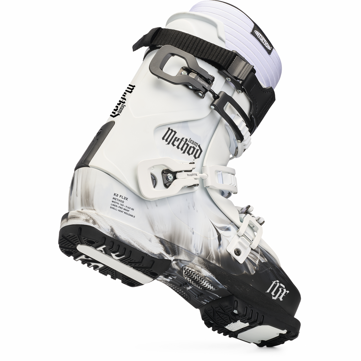 K2 Men's Method Team Ski Boots 2027 - White/Black, sole three-quarter view
