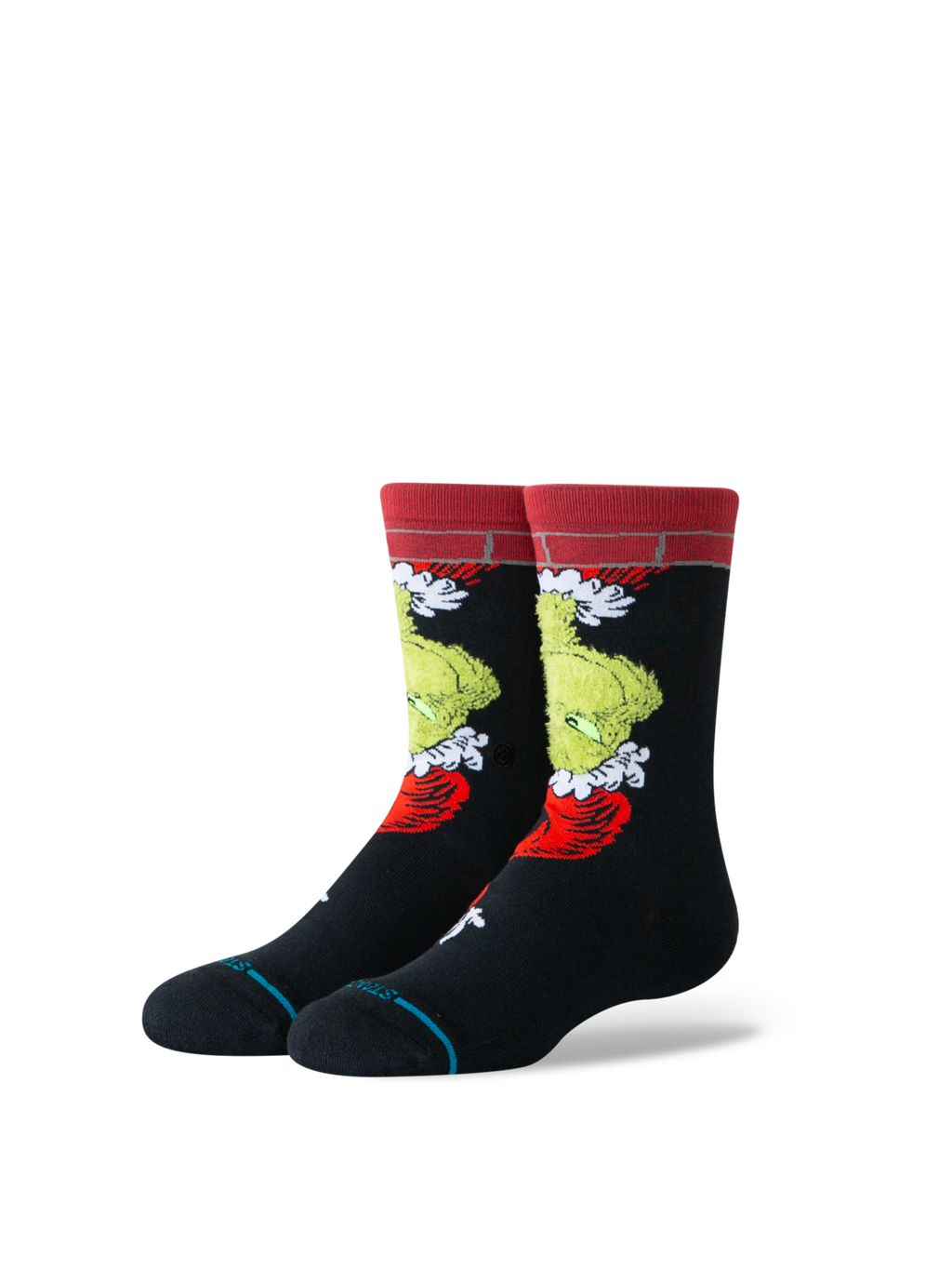 Stance Kids The Grinch X Down The Chimney Crew Socks - BLACK, front view