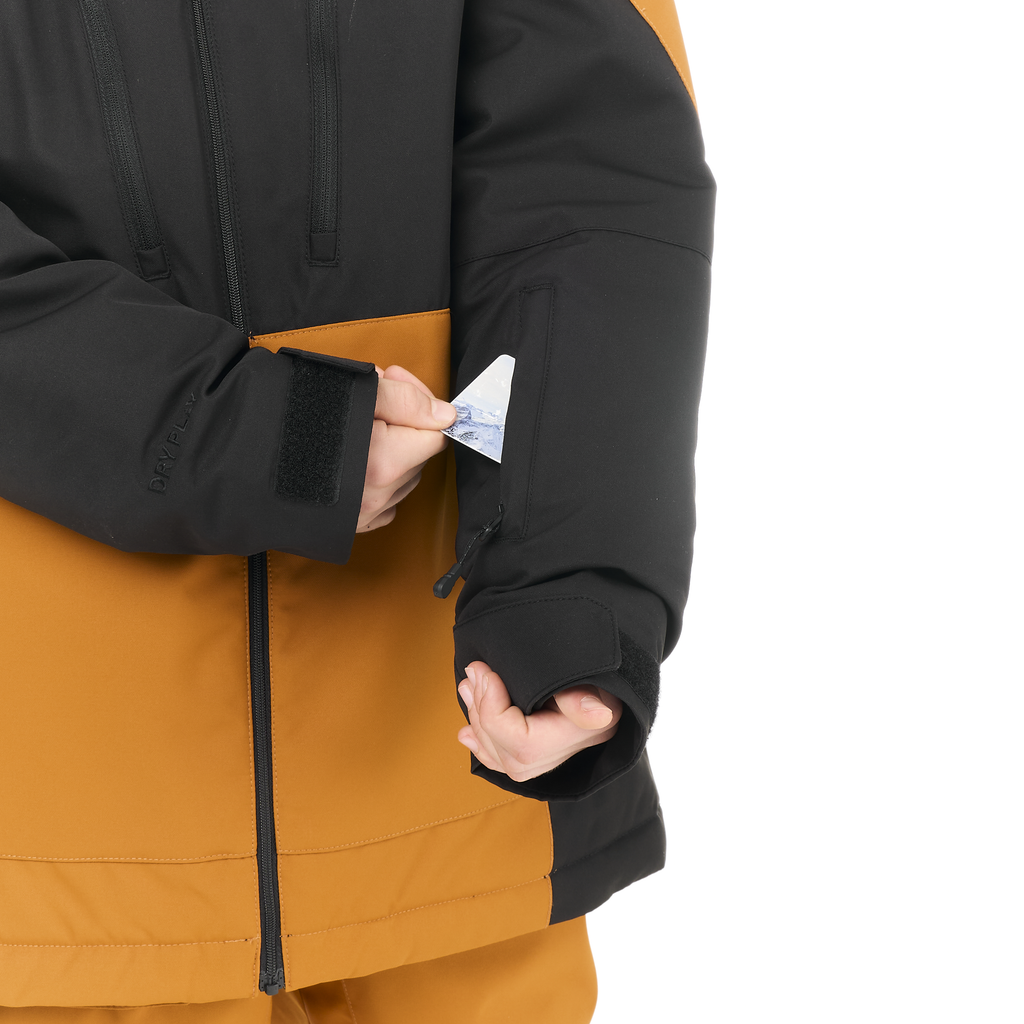 Picture Organic Boy's Youth Minikin Jacket in Camel Coffee - cuff and wrist gaiter detail