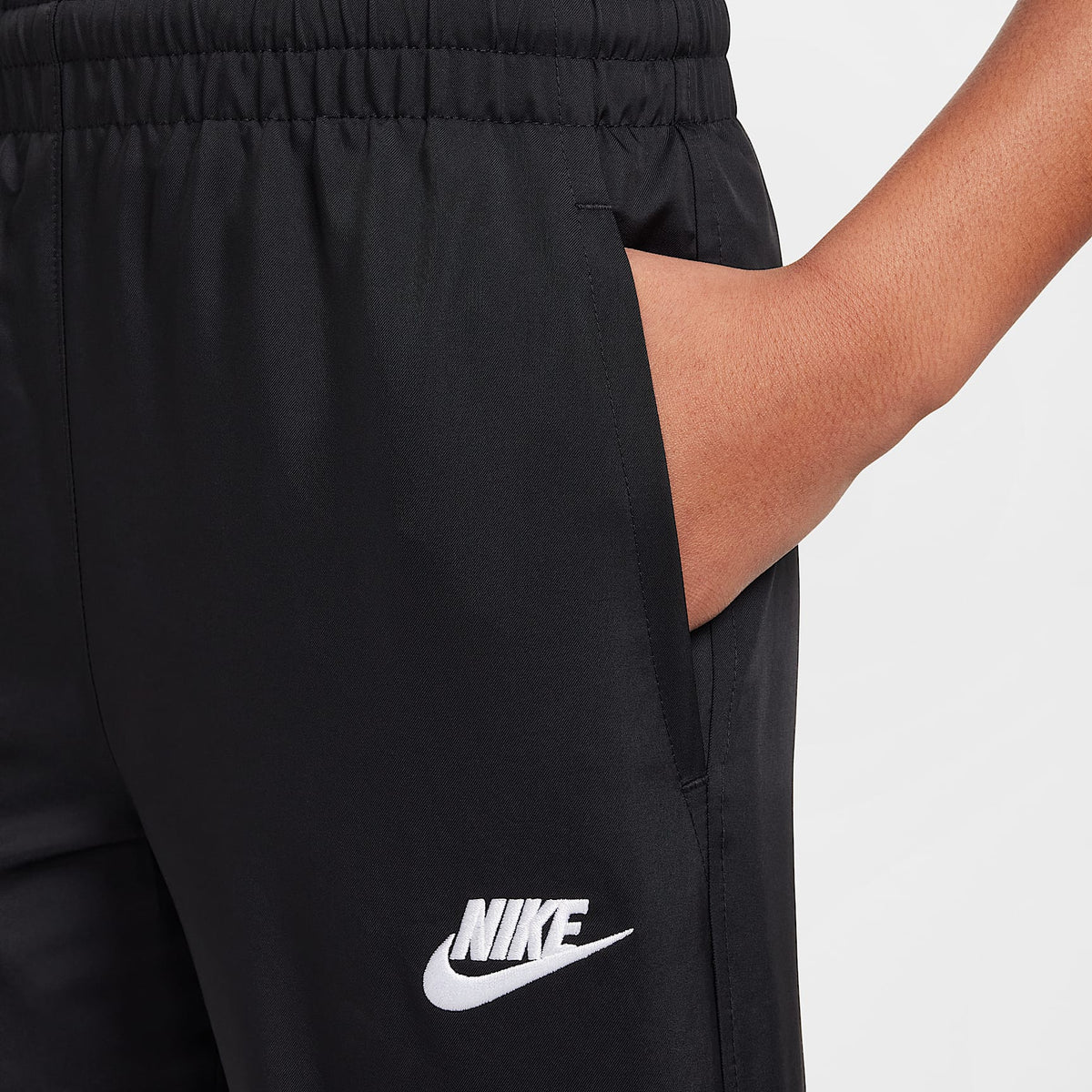 Nike Big Kids' Sportswear Club Woven Jogger Pants - Black/White, pocket detail