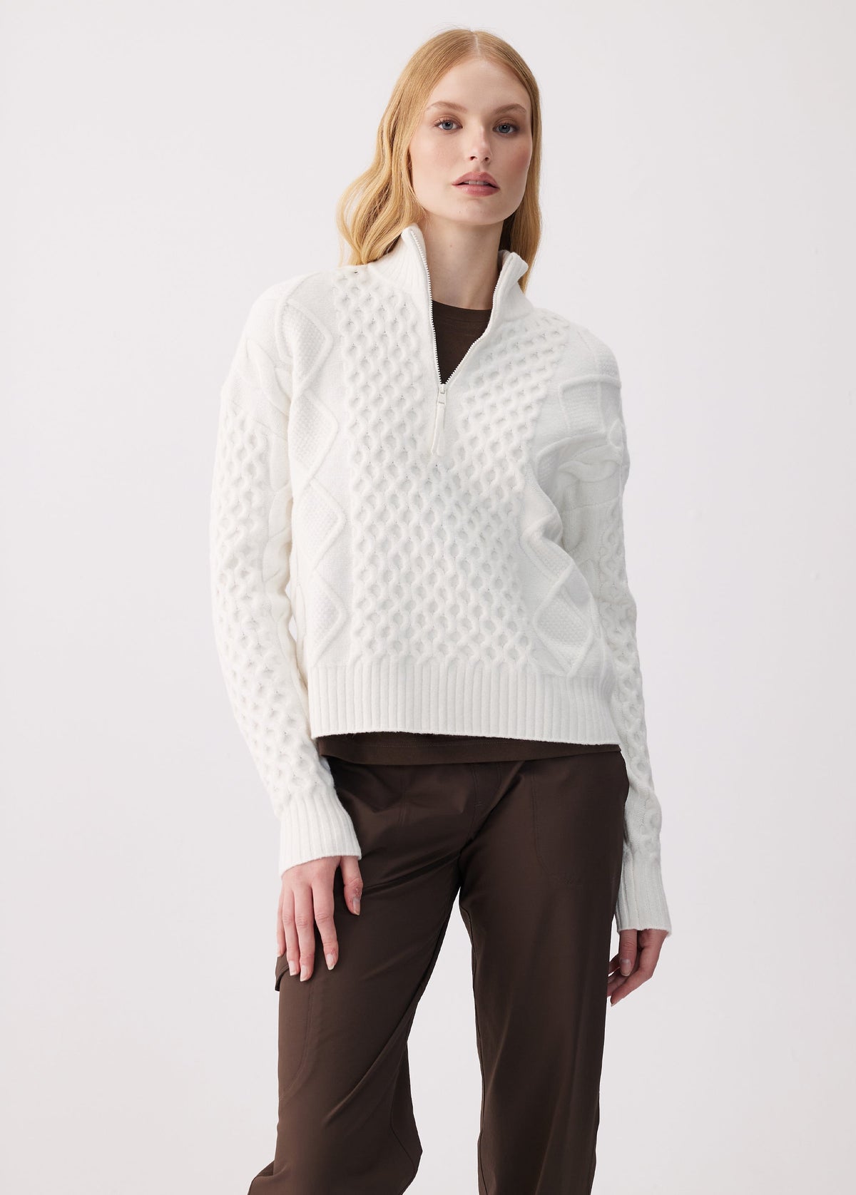 Lole Women's Camila 1/2 Zip Sweater - BIRCH