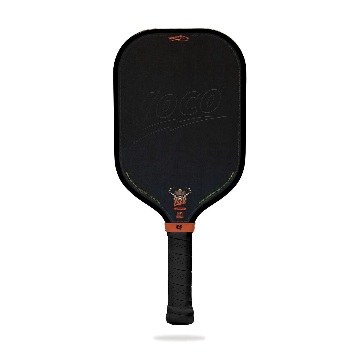 Bread & Butter Loco Elongated Pickleball Paddle - Black, front view