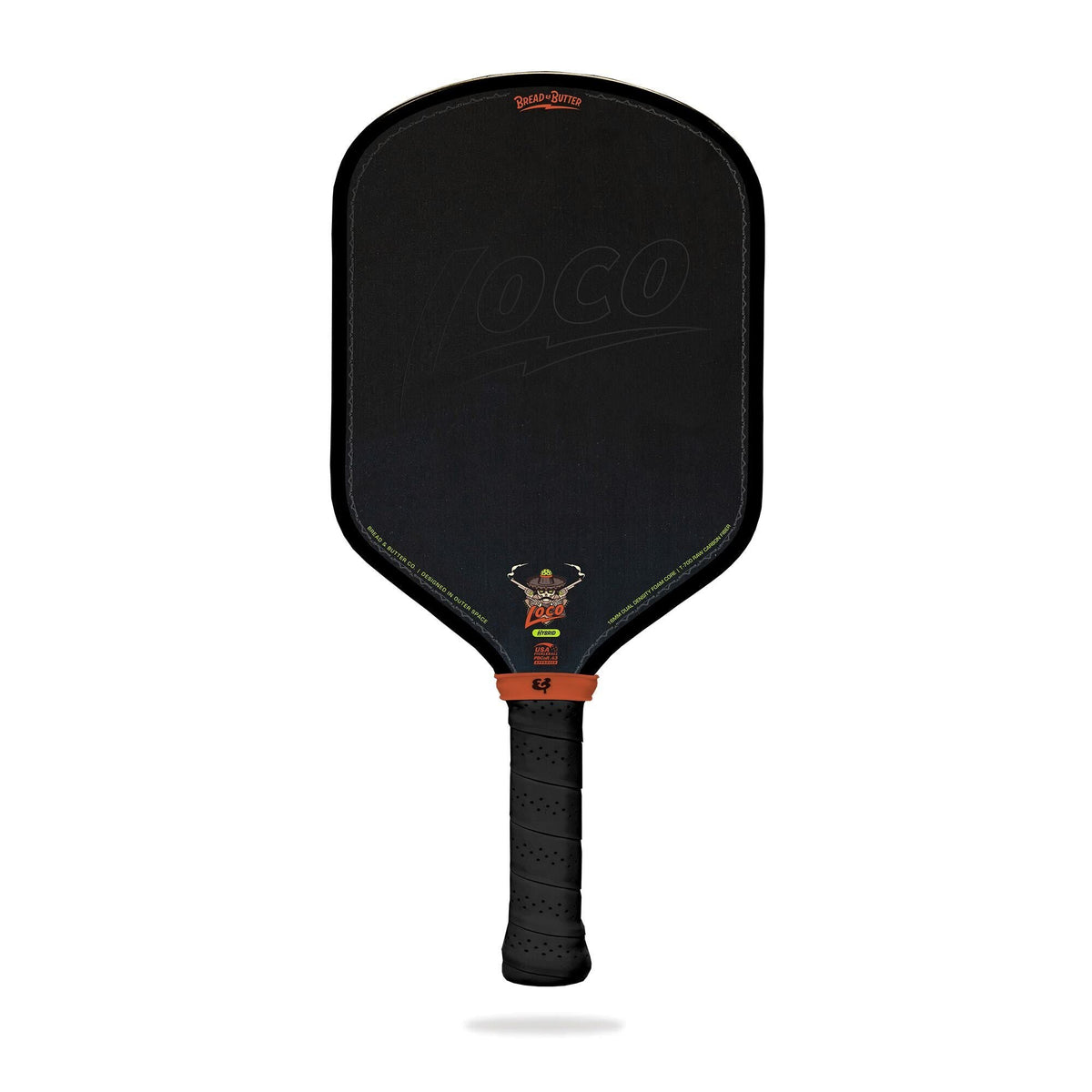 Bread & Butter Loco Hybrid Pickleball Paddle - Black, front view