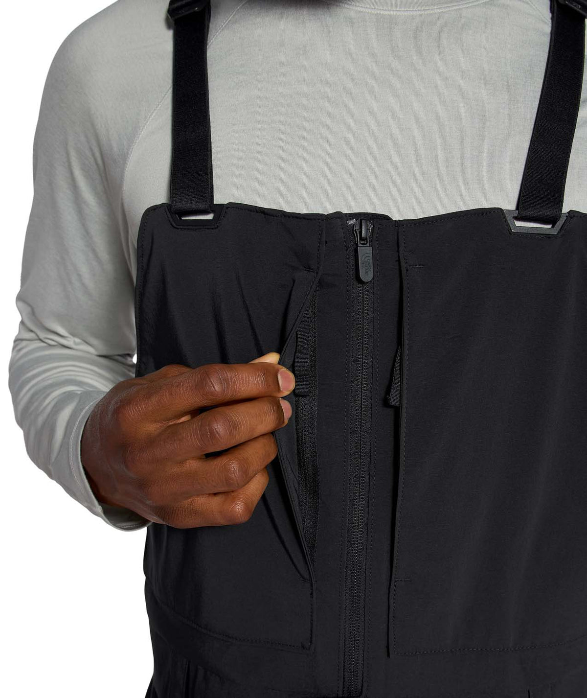 The North Face Men's Freedom Bib in TNF Black, chest pocket detail