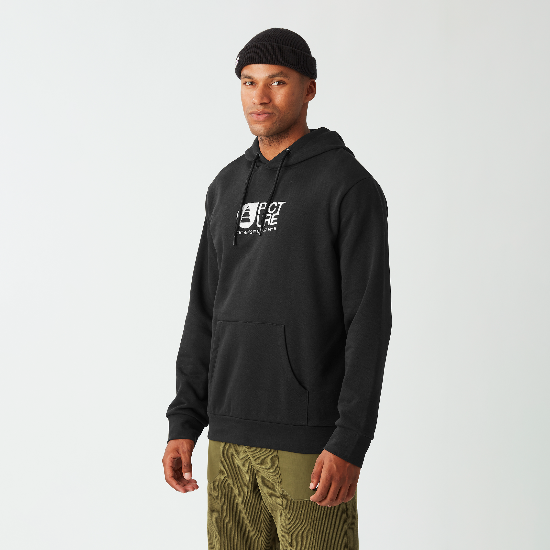 Picture Organic Basement Pullover Hoodie in Black - on model front