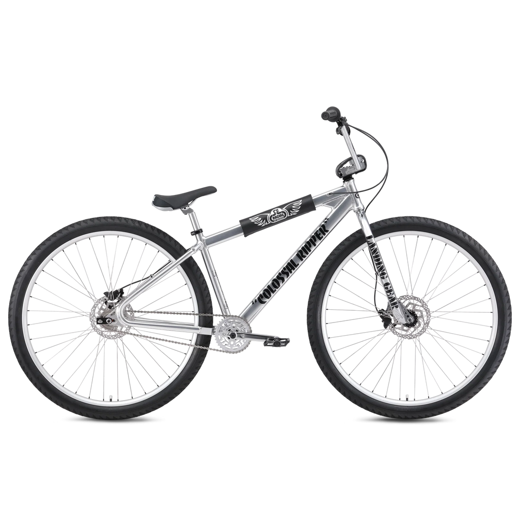 SE Colossal Ripper 32" BMX bike in High Polish Silver, side profile