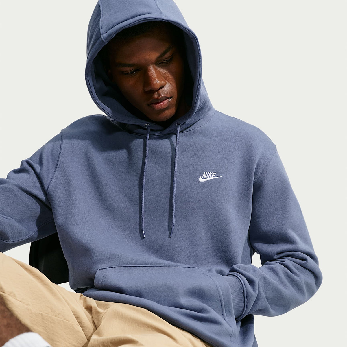 Nike Men's Club Pullover Fleece Hoodie - Diffused Blue, front