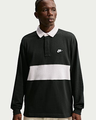 Nike Club Long-Sleeve Rugby Top - Black/White, back