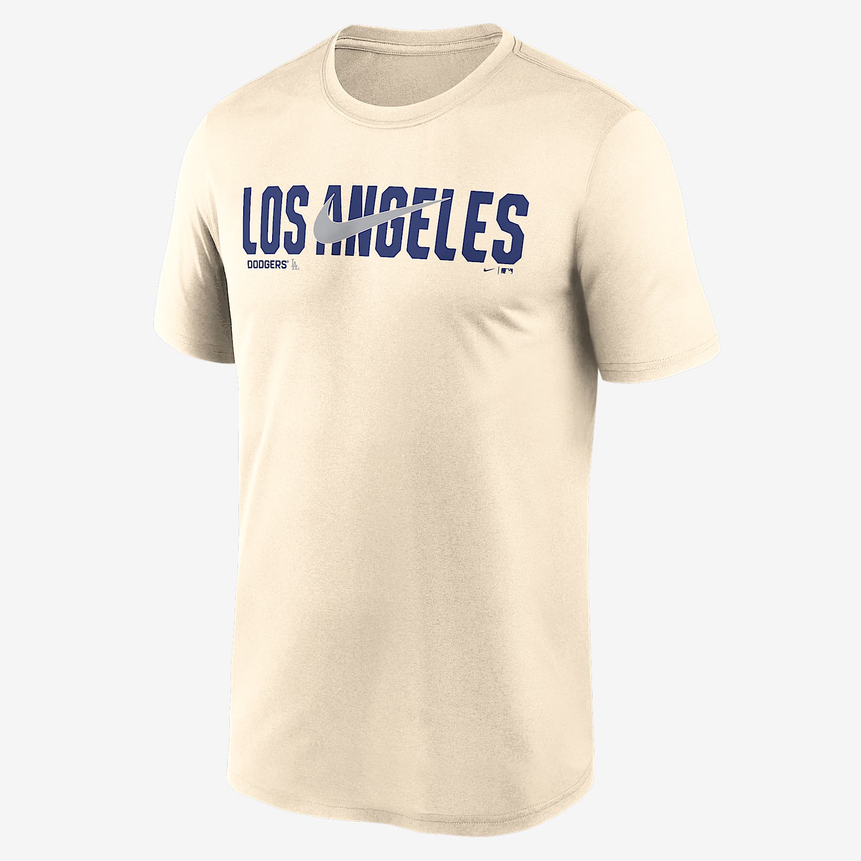 Los Angeles Dodgers Swoosh Legend Men's Nike Dri-FIT MLB T-Shirt - Cream - front