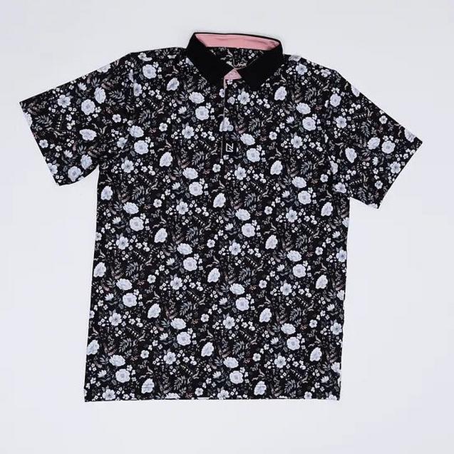 North Golf Black Floral Polo