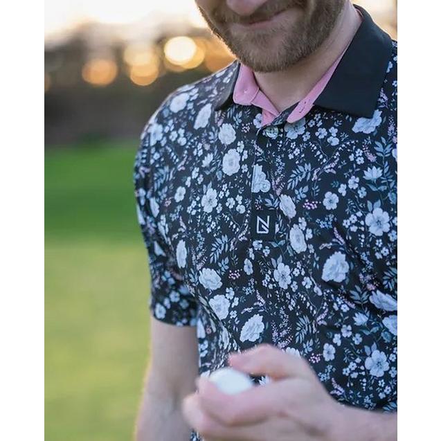 North Golf Black Floral Polo