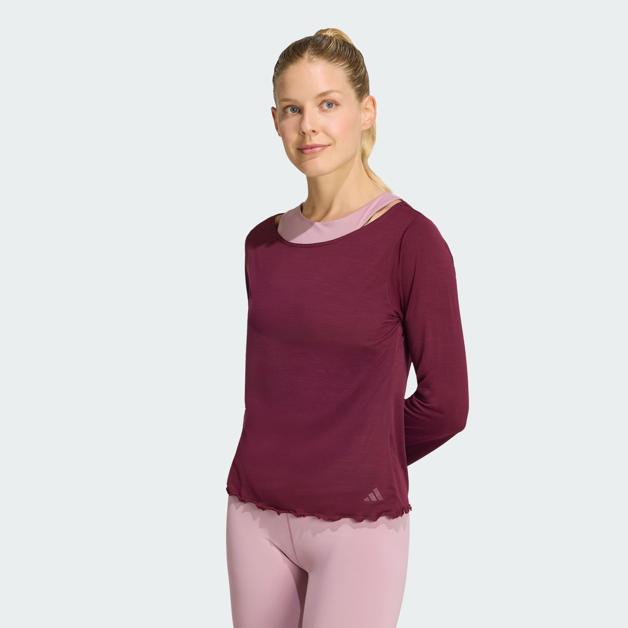 adidas Motion Long Sleeve T-Shirt Burgundy front