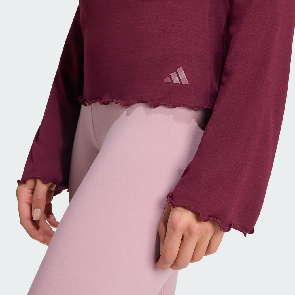 adidas Motion Long Sleeve T-Shirt Burgundy cuff detail