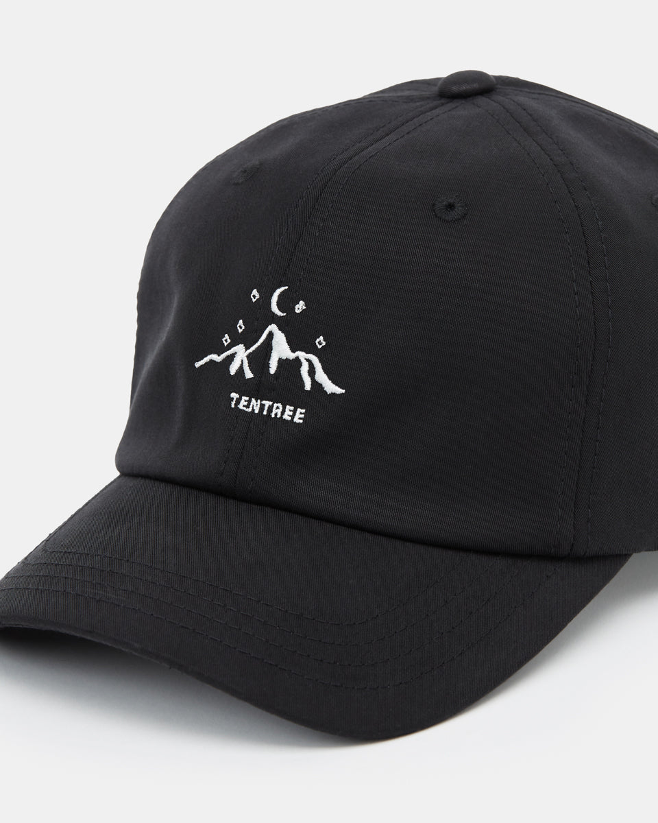 Tentree Mountain Peak Hat, Black, detail close-up