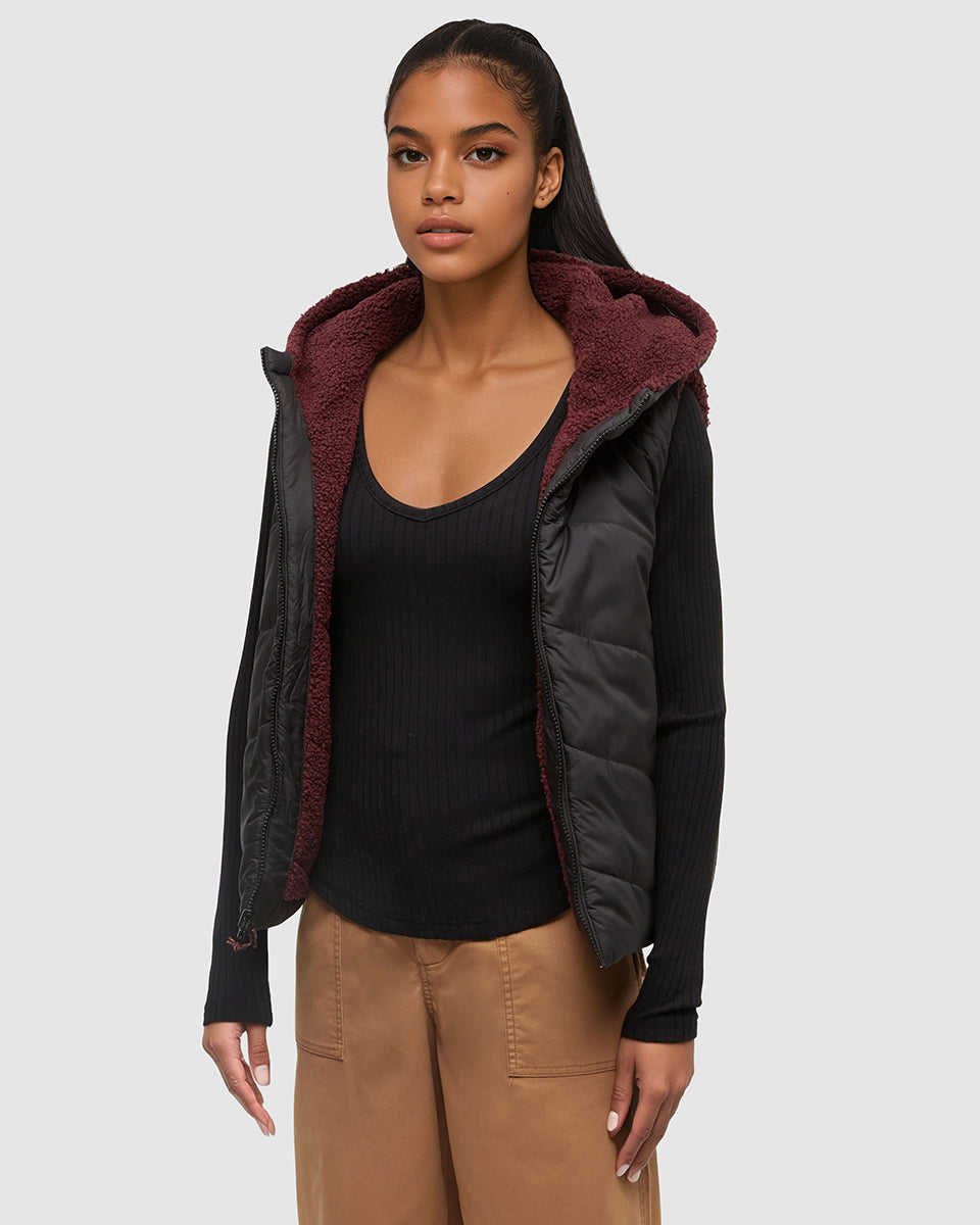 Tentree Women's Collins Vest - Red Chestnut Meteorite Black
