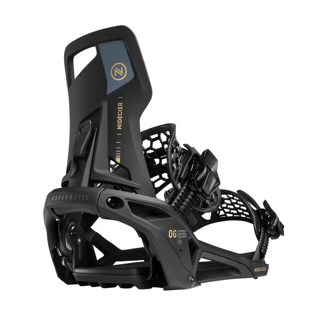 Nidecker Flow Supermatic OG Snowboard Binding - Black, front view