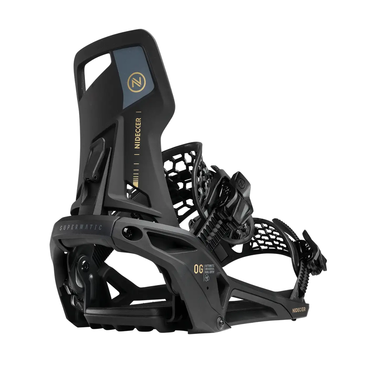 Nidecker Flow Supermatic OG Snowboard Binding - Black, front view