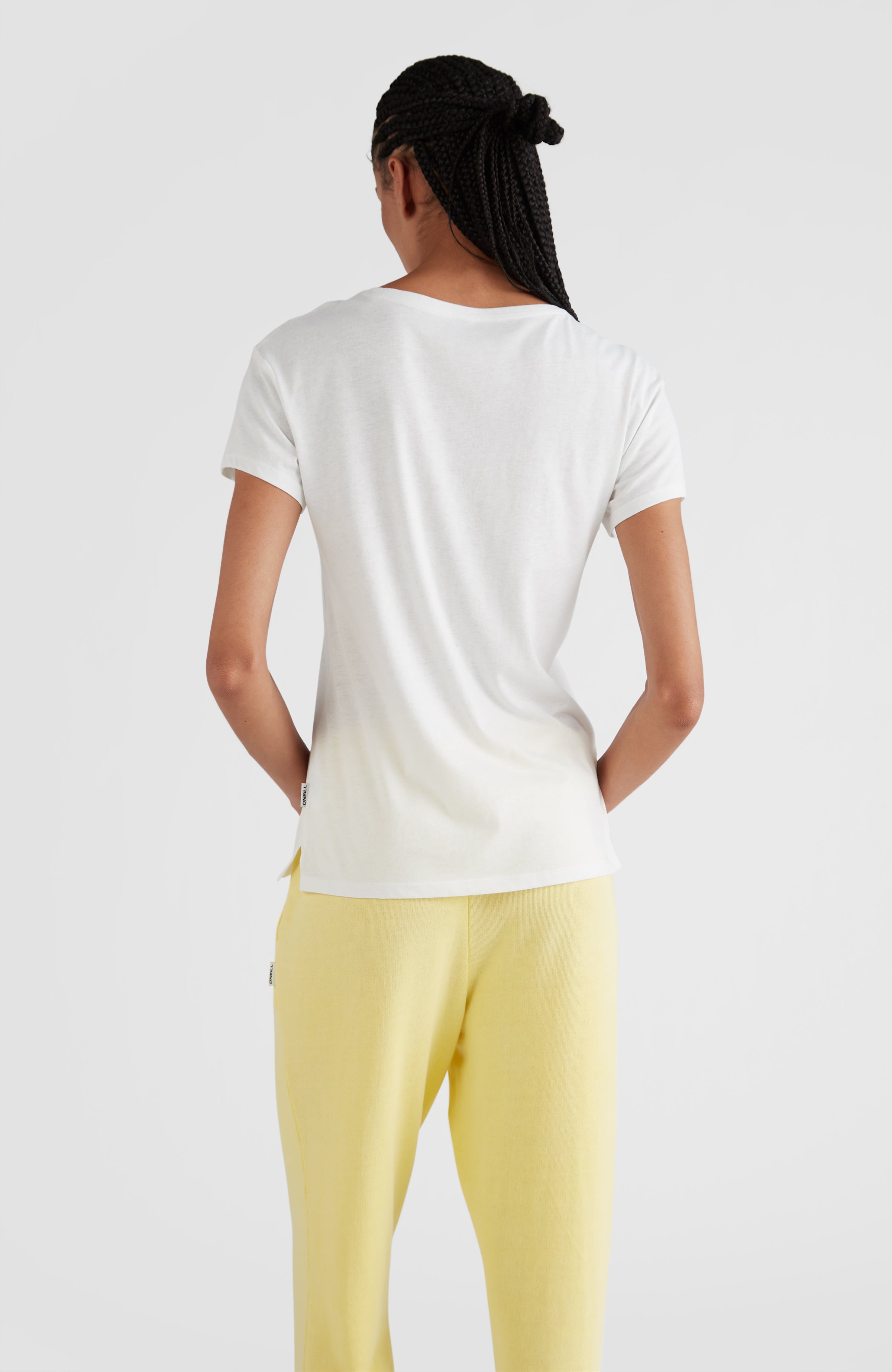O'Neill Women's Essentials Short Sleeve Tee in White - on model back