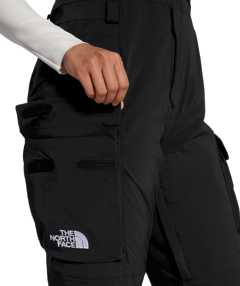 The North Face Women's Freedom Insulated Bib in TNF Black, cargo pocket detail
