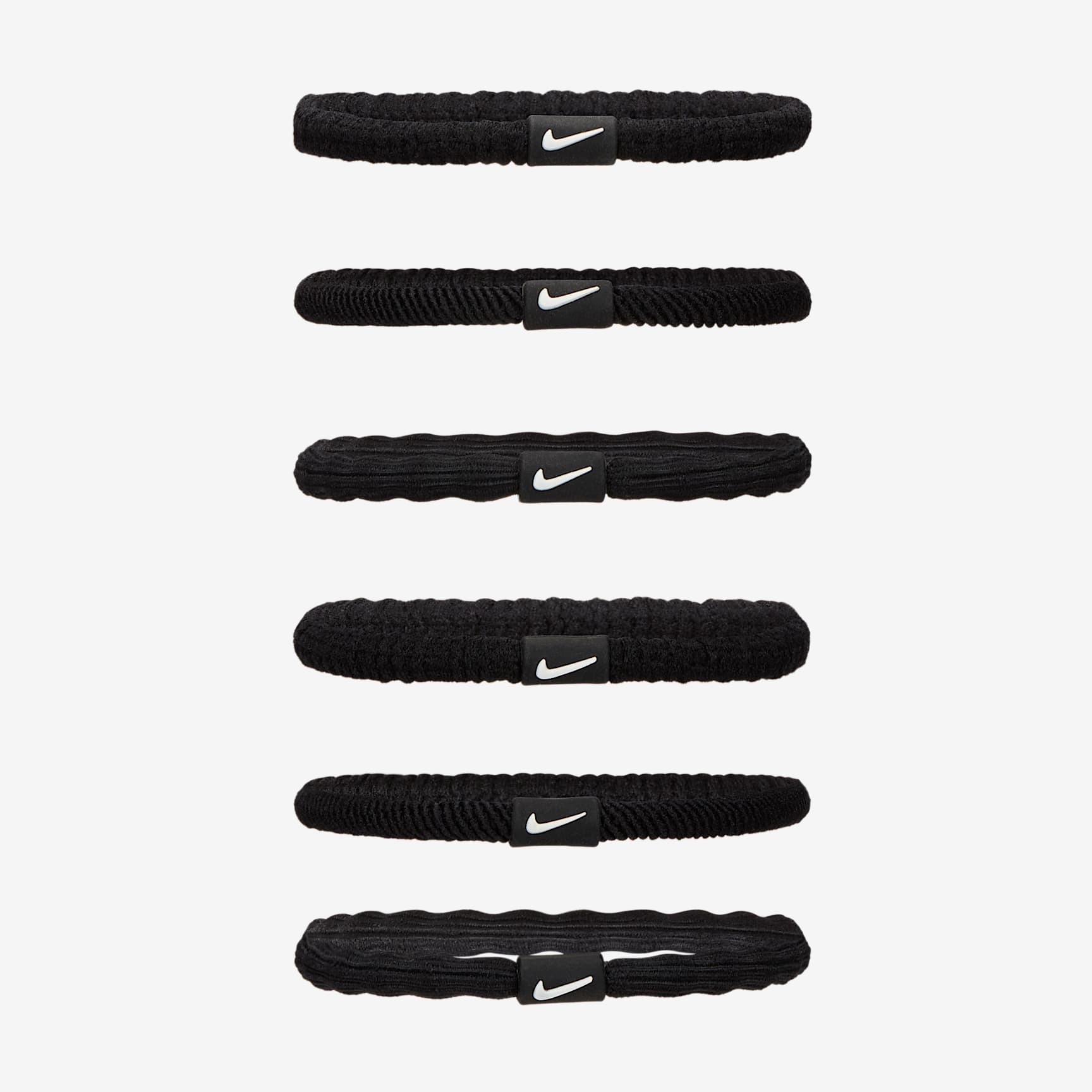 Nike Flex Hair Tie - 6 Pack - Black/Black/White
