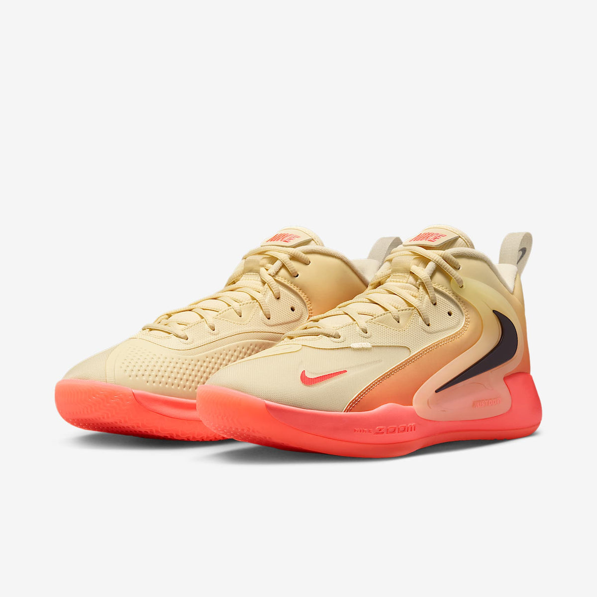 Nike HyperSet 2 SE Volleyball Shoes - Coconut Milk/Hot Lava/Cave Purple, pair view