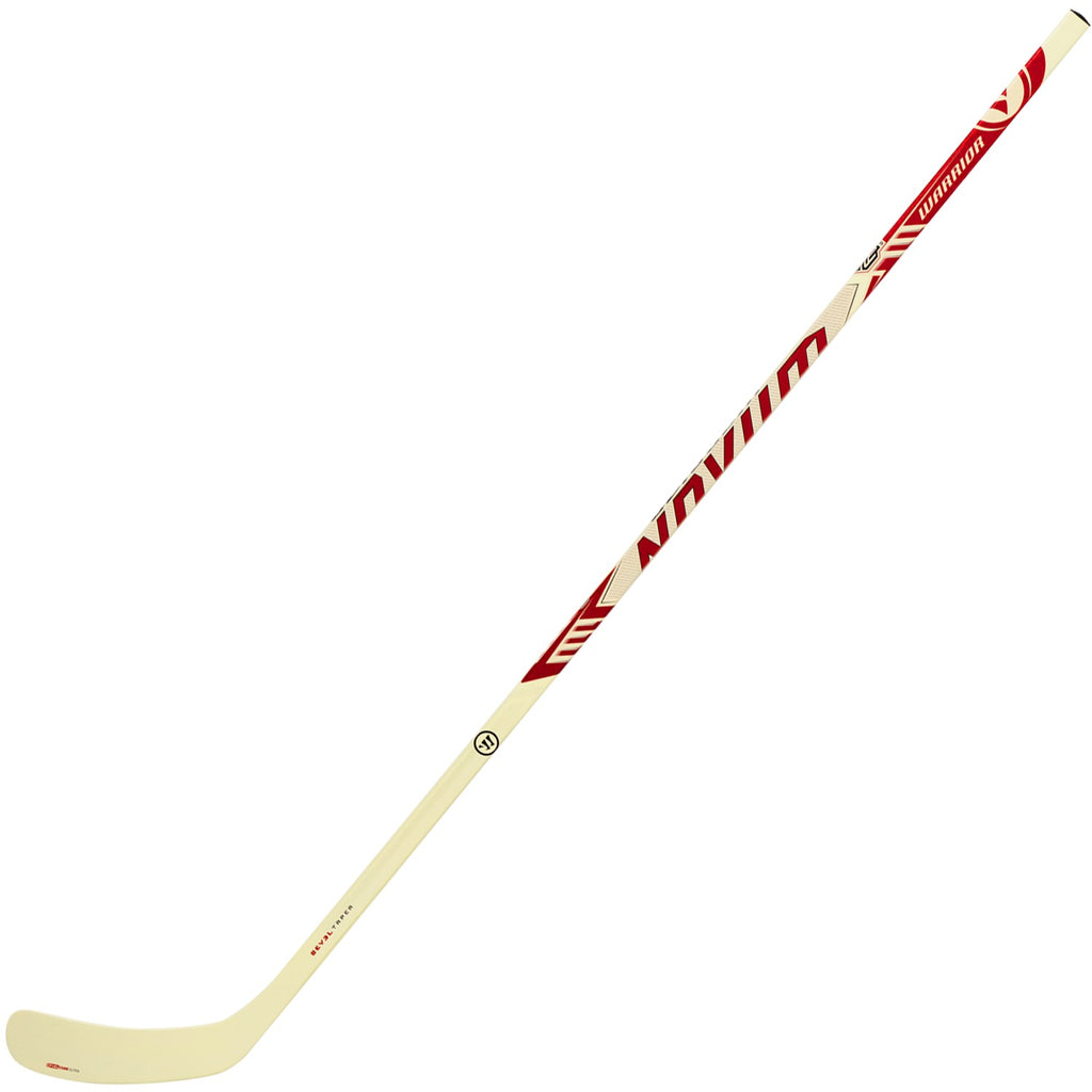 Warrior Senior Novium 3 Pro White Hockey Stick - White/Red, angled view