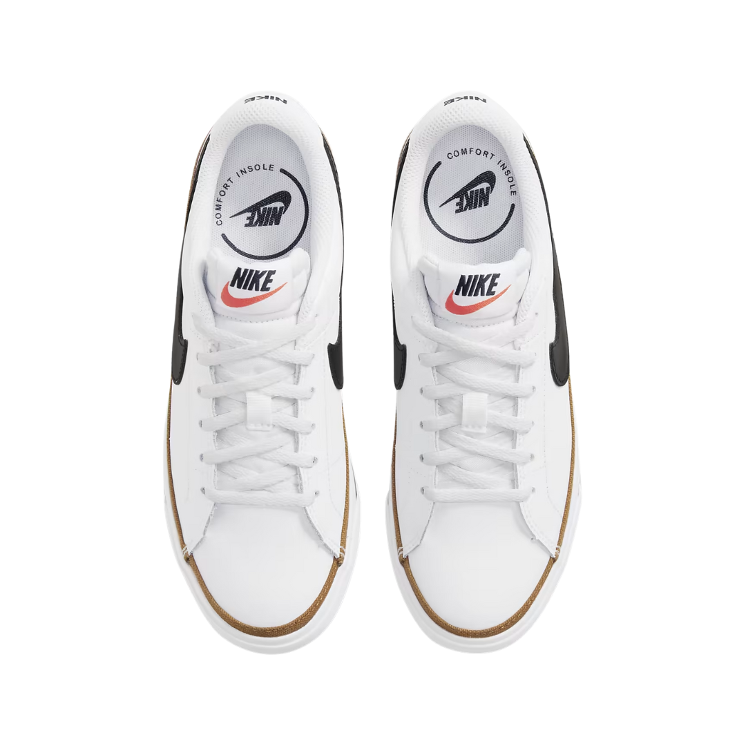 Nike Big Kids' Court Legacy Shoes - White/Desert Ochre/Black detail
