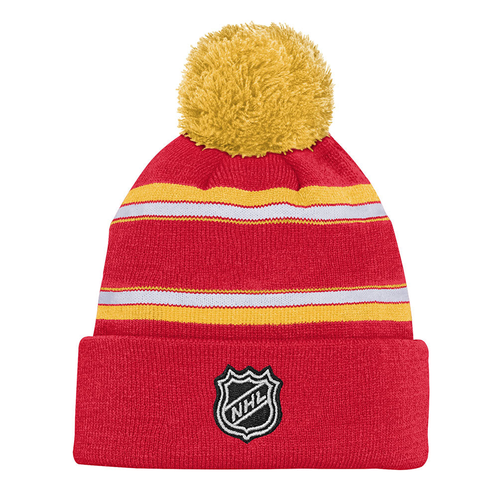 Outerstuff Youth Calgary Flames Jacquard Tassel Knit Pom Toque - back
