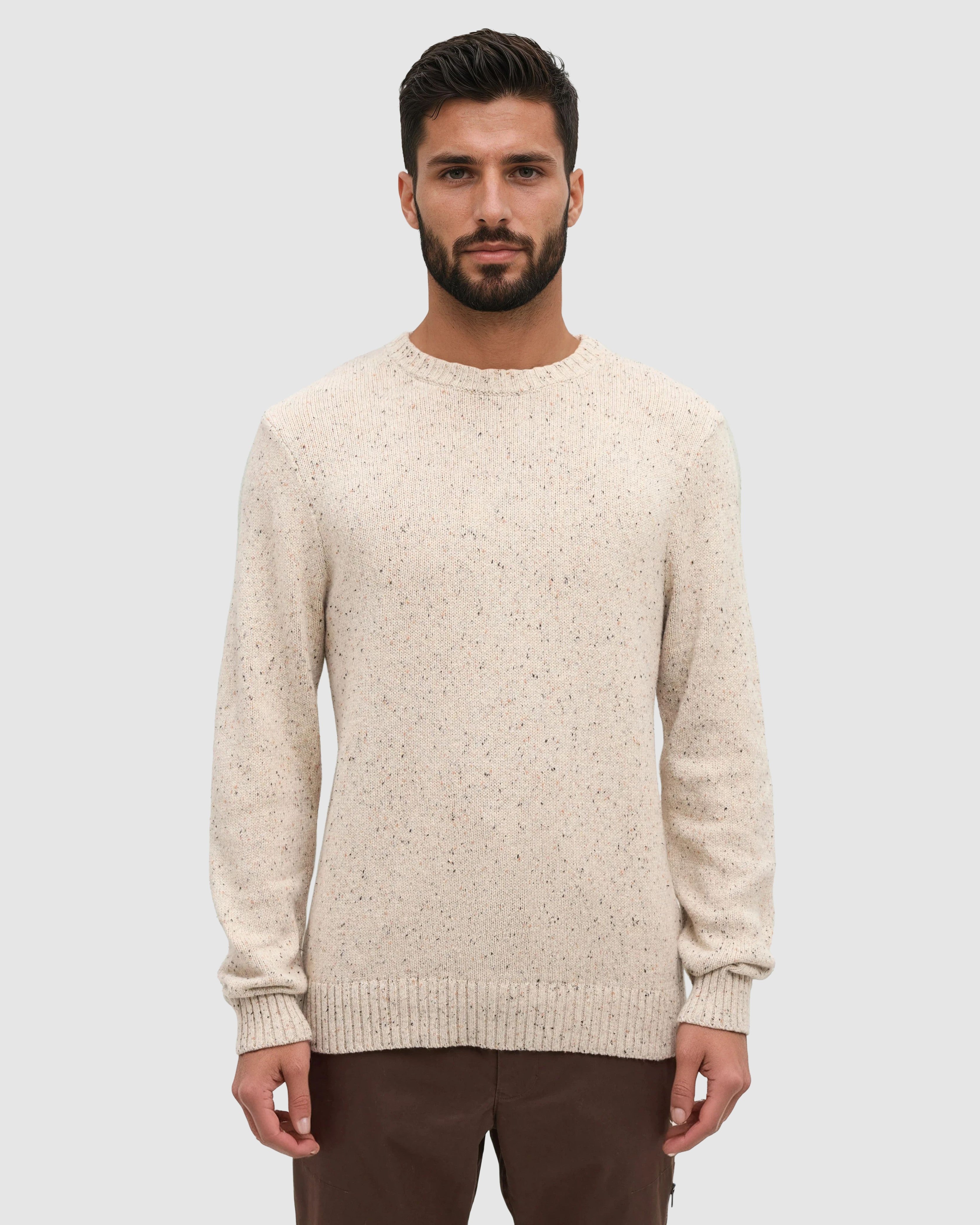 Tentree Rambler Fleck Sweater - PALE OAK HEATHER FLECK