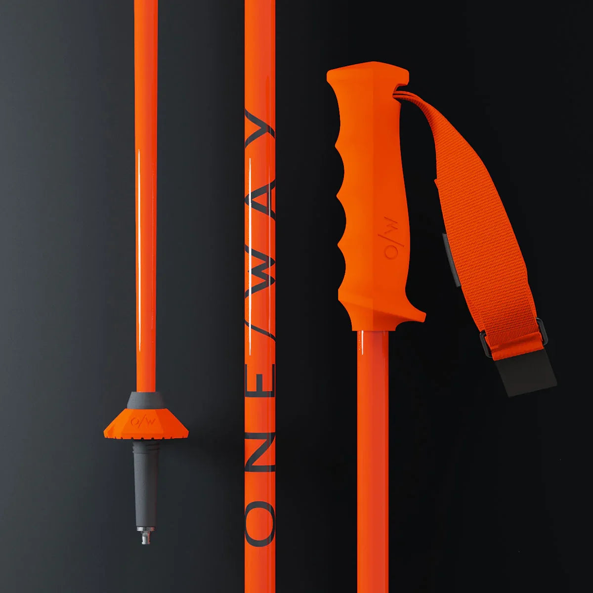 One Way RD 16 SL Ski Poles - Neon Orange, grip and basket detail
