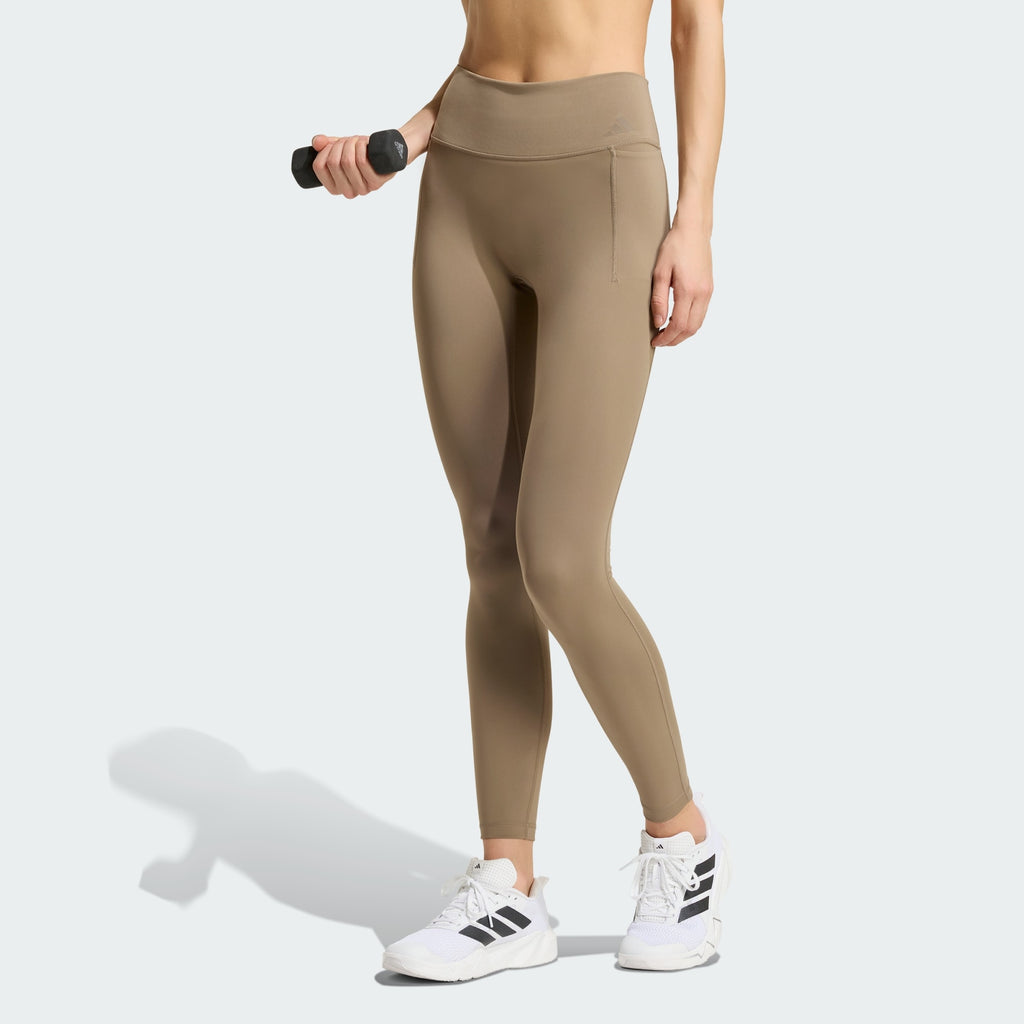 adidas Optime Workout Full-Length Leggings Khaki Six - front
