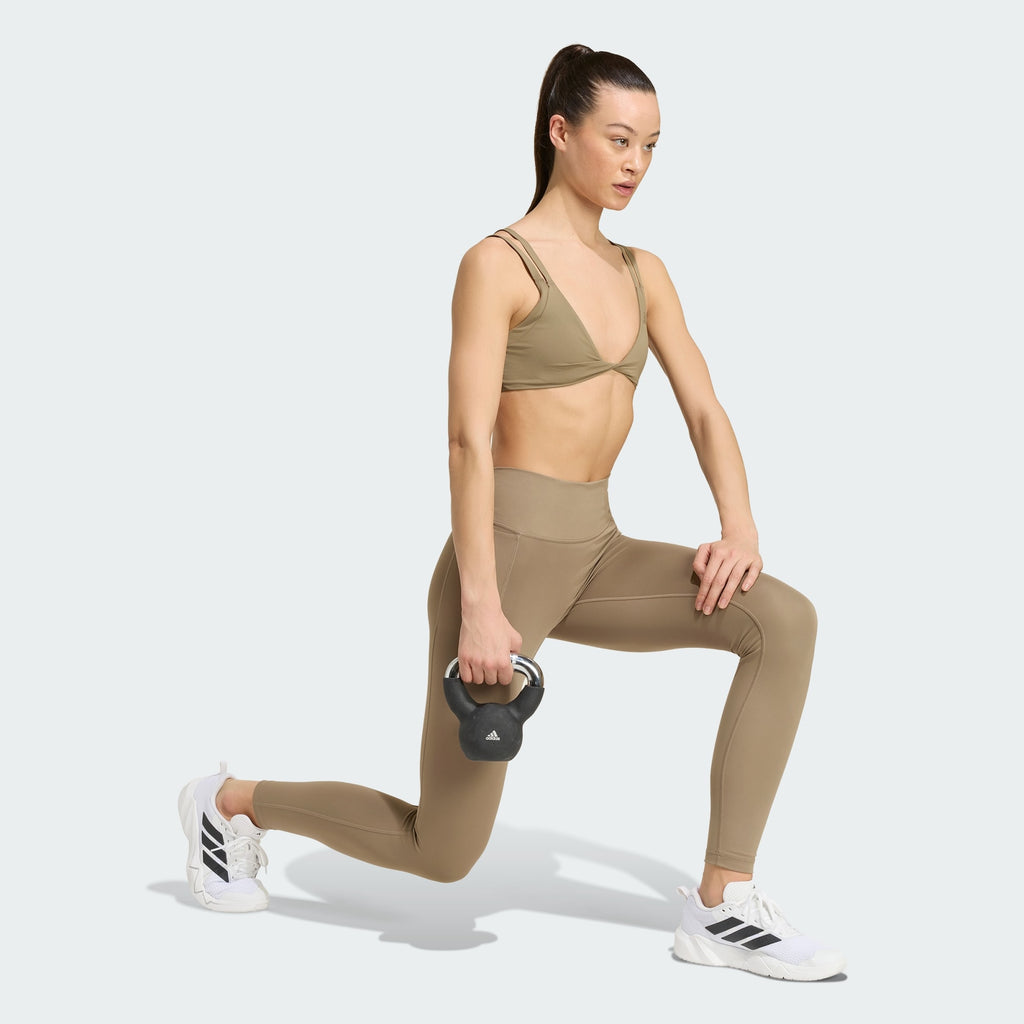 adidas Optime Workout Full-Length Leggings Khaki Six - in use