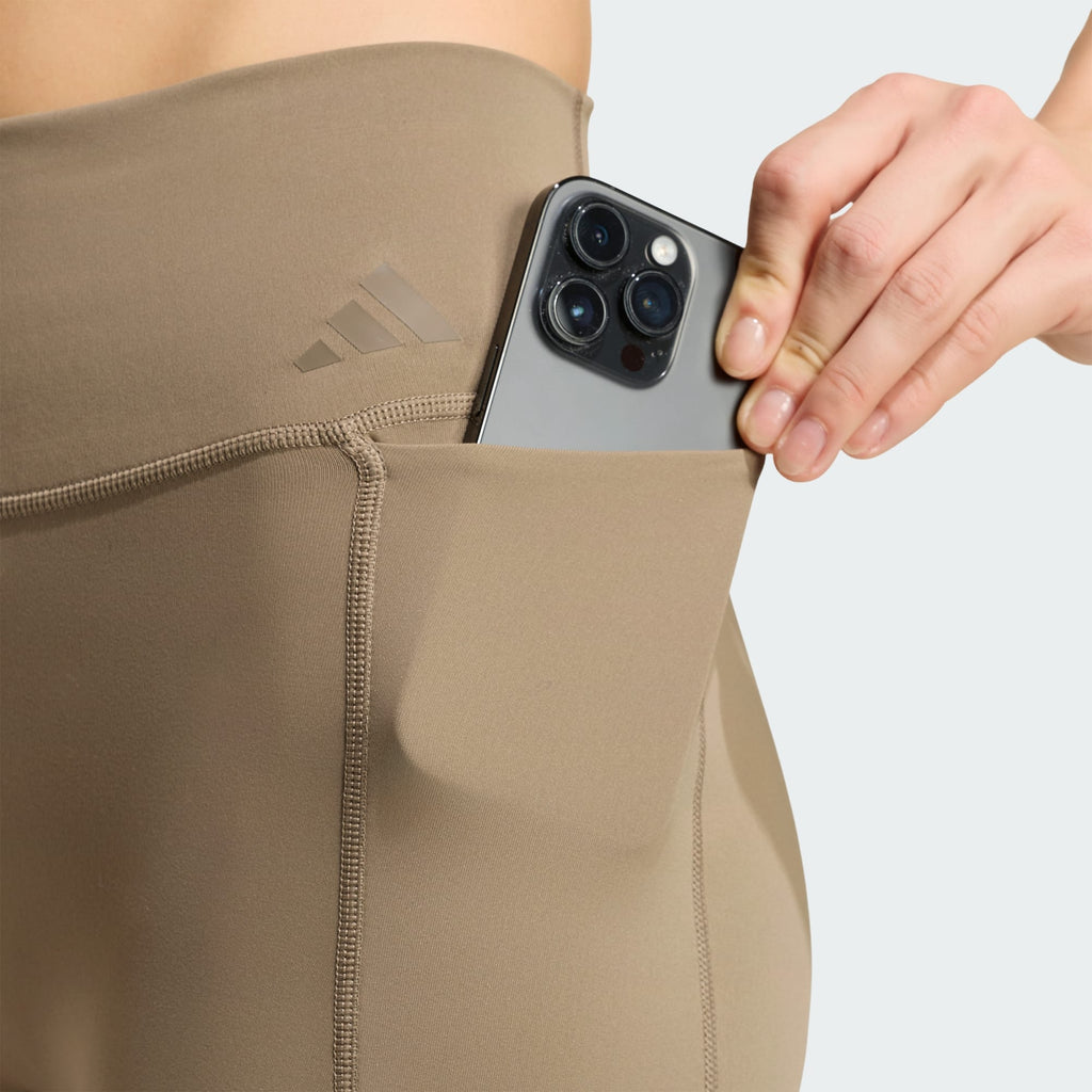 adidas Optime Workout Full-Length Leggings Khaki Six - pocket detail