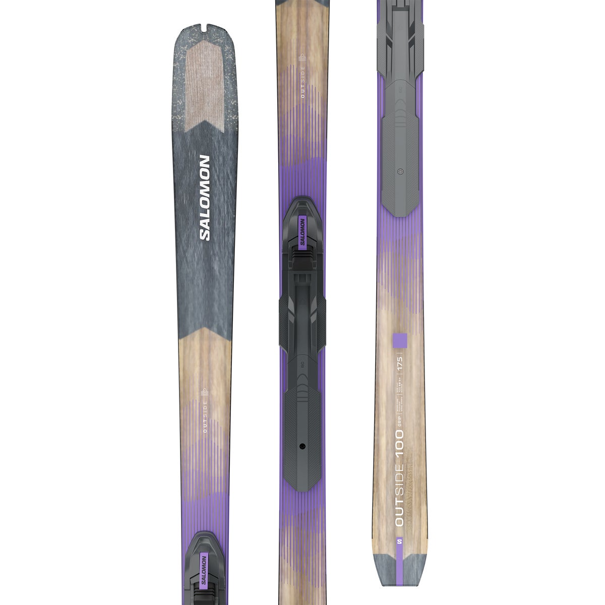 Salomon Outside 100 Grip Backcountry Skis + BC Outside Bindings - top, base and binding