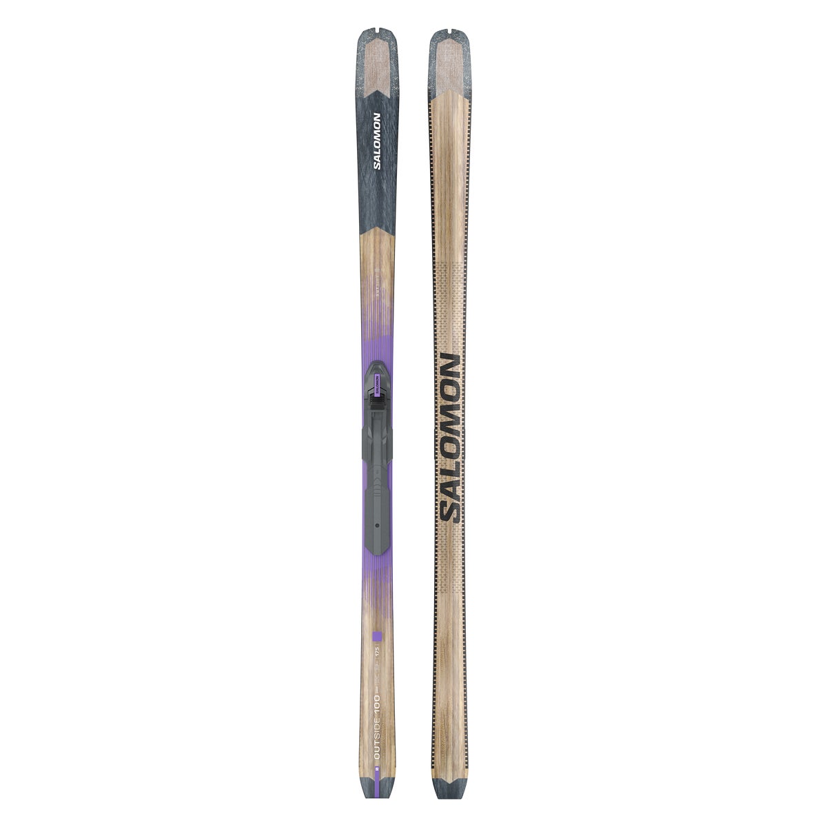 Salomon Outside 100 Grip Backcountry Skis + BC Outside Bindings - top and base, full length