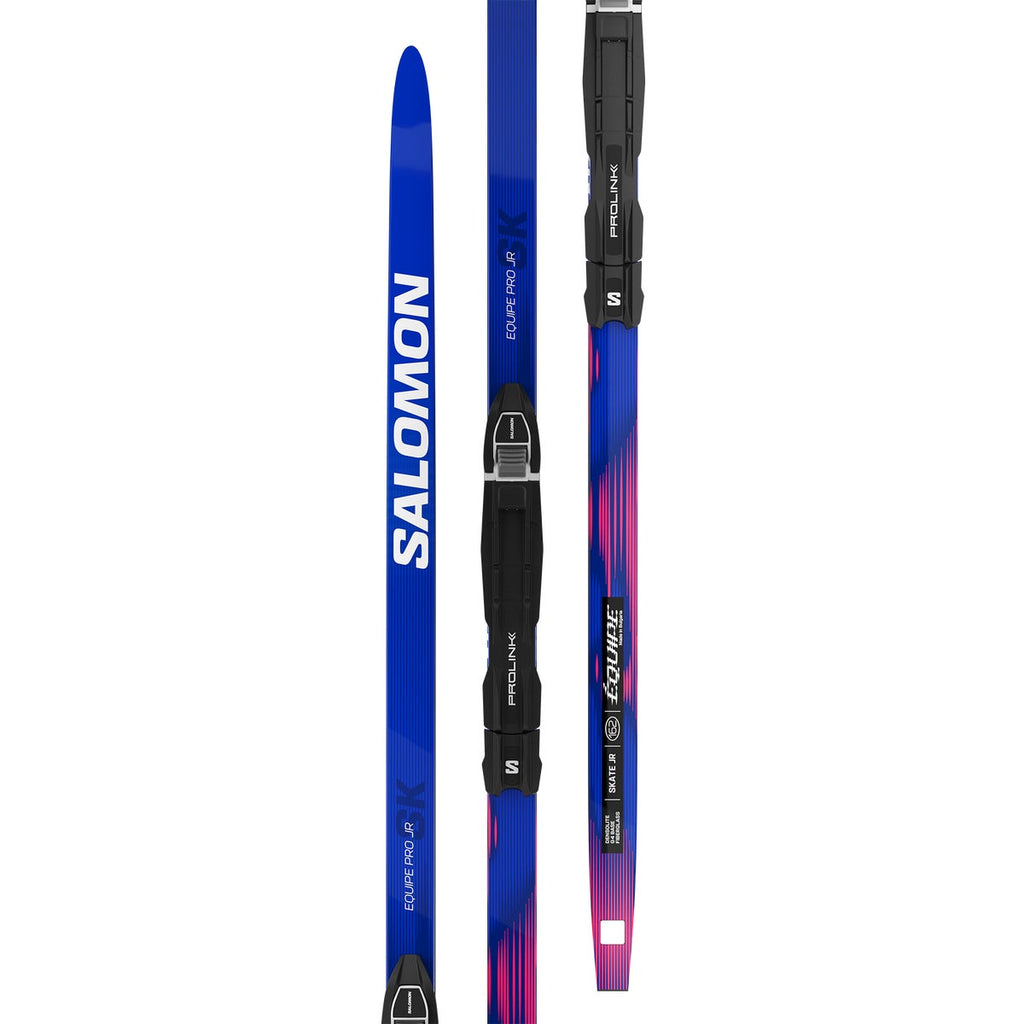 Salomon Junior Equipe Pro Skate Skis + Prolink Access Bindings - top, base and binding