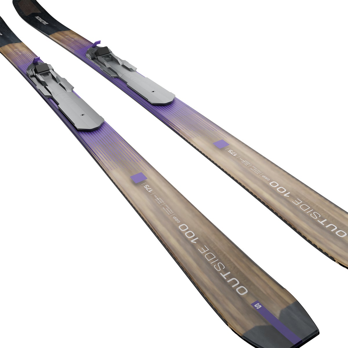 Salomon Outside 100 Grip Backcountry Skis + BC Outside Bindings - pair, angled view