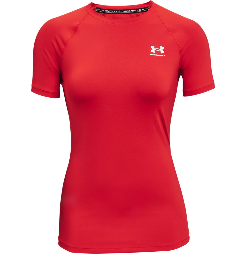 Under Armour Women's HeatGear Compression Short Sleeve Shirt Red - front