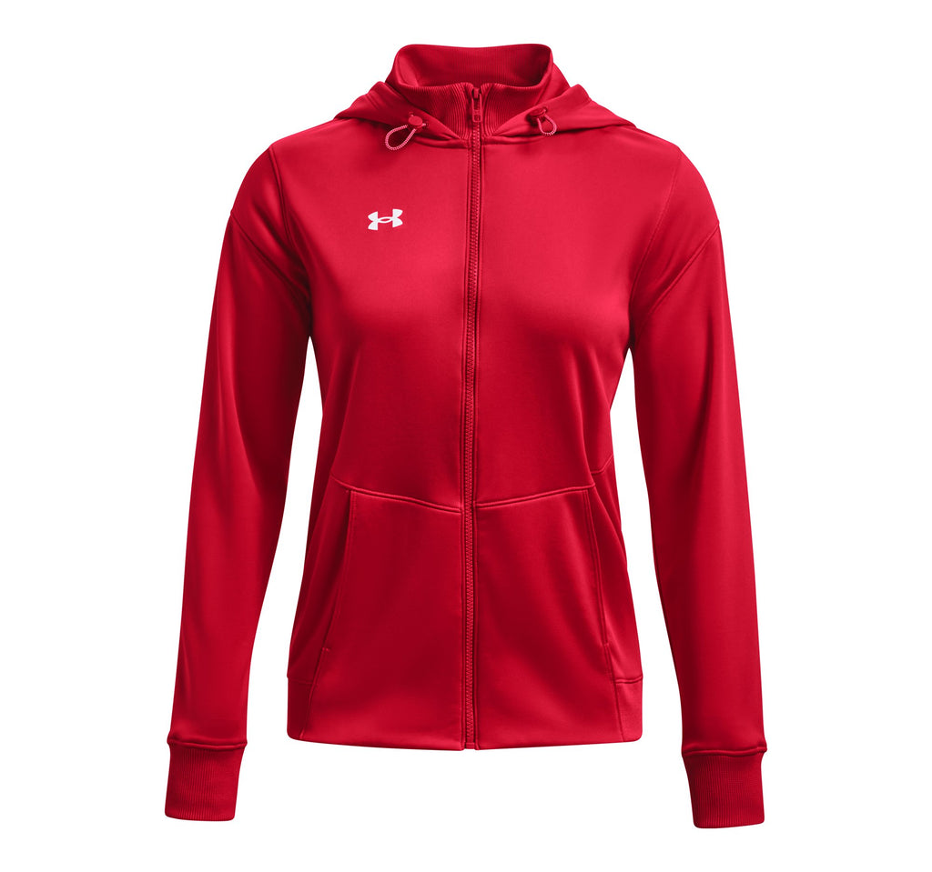 Under Armour Women's Storm Fleece Full Zip Jacket in Red - front flat lay