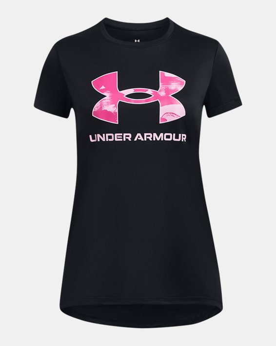 Girl's Tech Print Fill Big Logo Short Sleeve