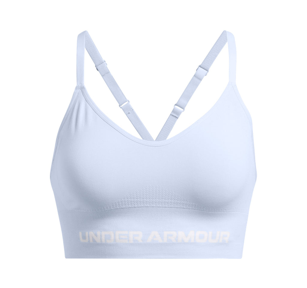 Under Armour Women's Vanish Seamless Mid Sports Bra Blue/White - front