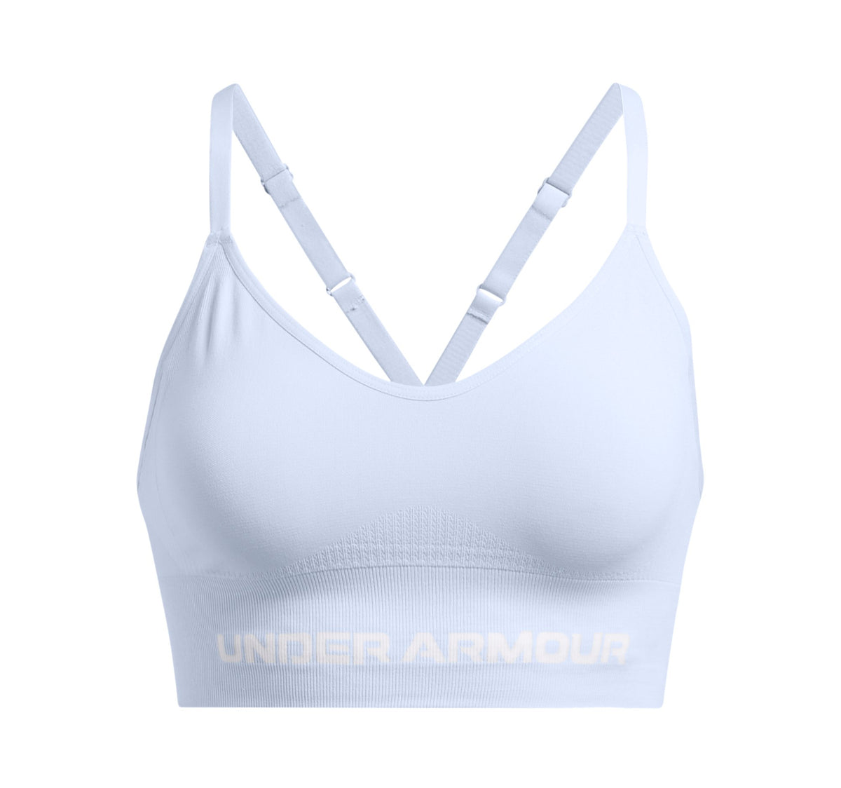 Under Armour Women's Vanish Seamless Mid Sports Bra Blue/White - front