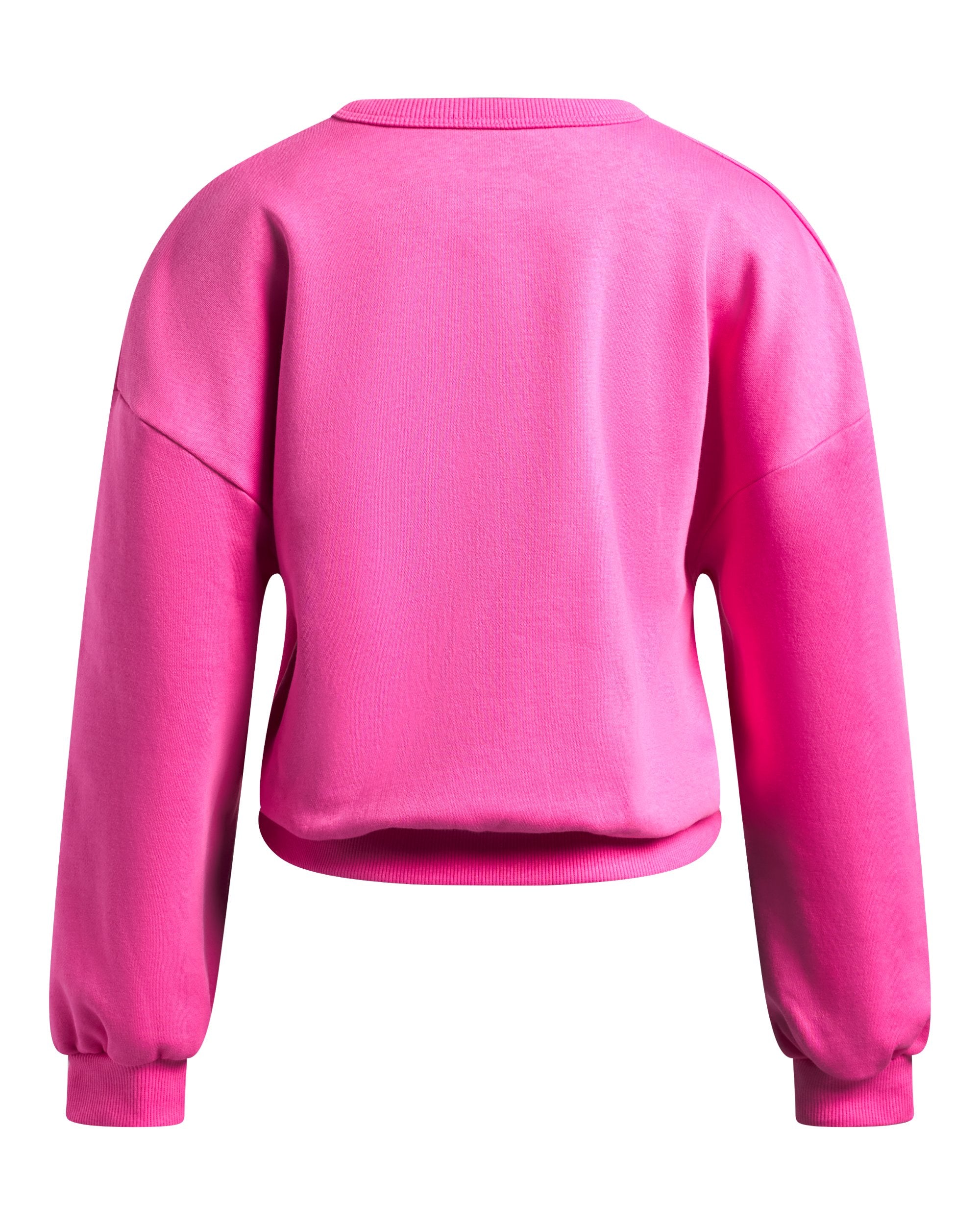 UA Girls' Rival Fleece Oversized Crew Pink Frenzy back