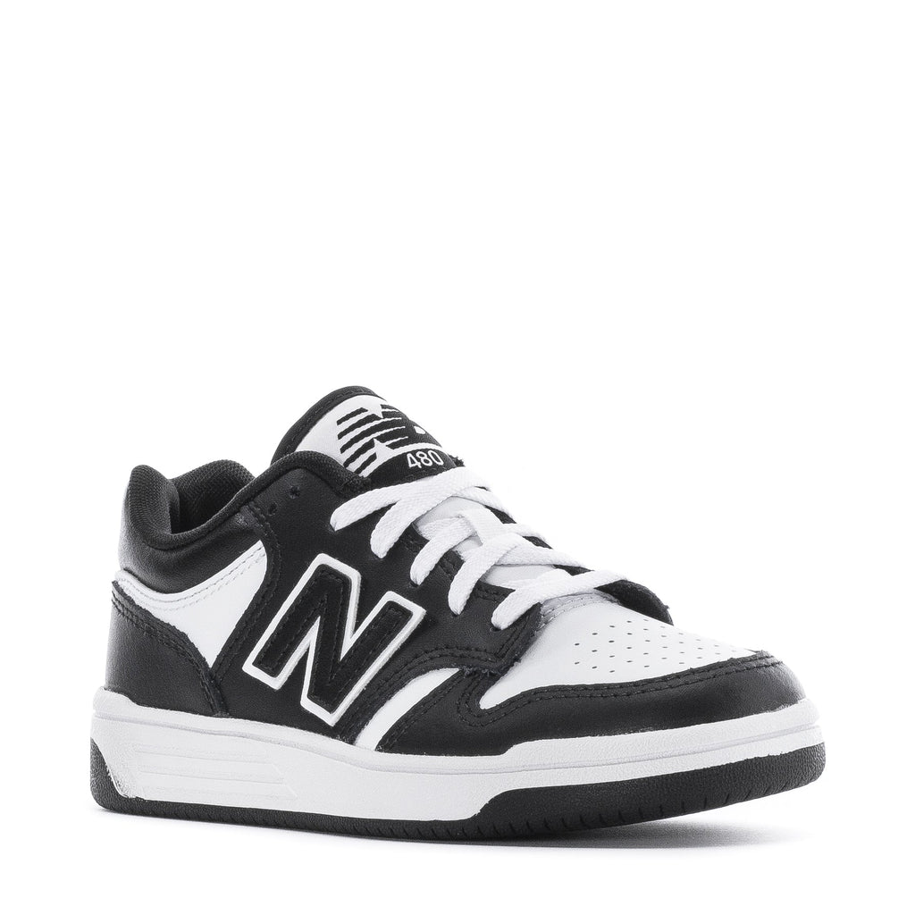 New Balance Little Kid's 480 Wide Sneakers - Black/White/Black side view